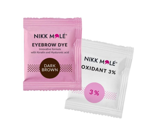 Фарба для брів та вій з окислювачем Dark Brown NIKK MOLE