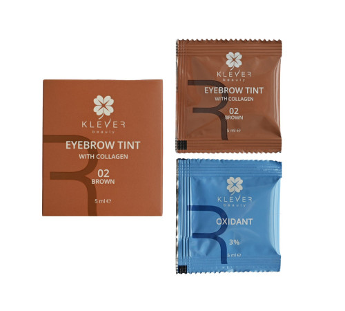 Фарба для брів з колагеном у саше 02 Brown Klever Beauty