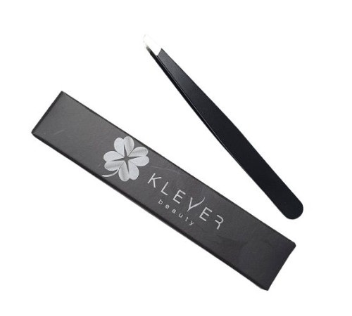 Пінцет для брів скошений чорний KLEVER