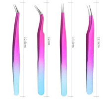 Набір пінцетів для нарощування вій Rainbow Pink