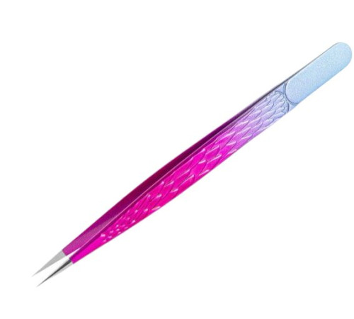 Пінцет для нарощування вій 3D прямий з малюнком Pink