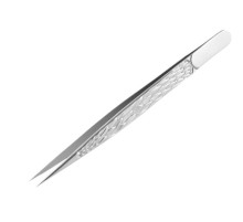 Пінцет для нарощування вій 3D прямий з малюнком Silver