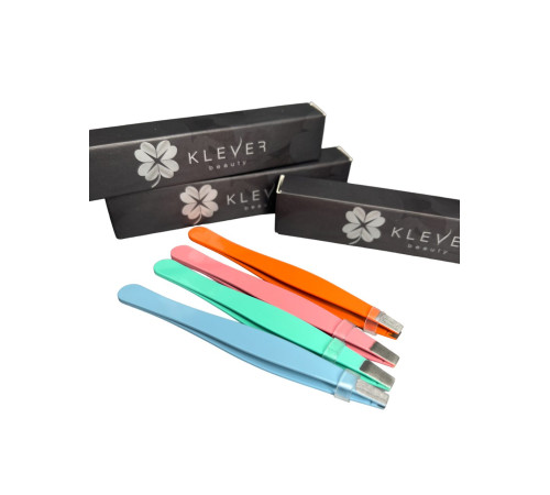 Пінцет для брів прямий кольоровоий KLEVER